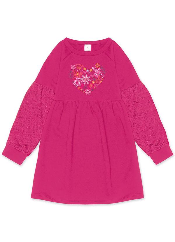 Marisol - Vestido Coração Manga Longa Feminino Infantil Ros