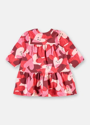 Up Baby - Vestido Cotton Estampa Corações Vermelho - UP BABY
