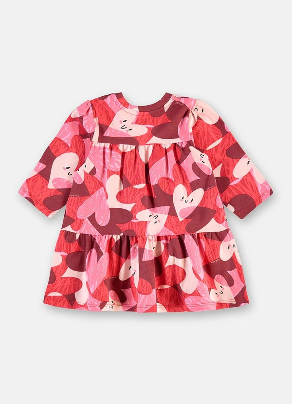 Up Baby - Vestido Cotton Estampa Corações Vermelho 2