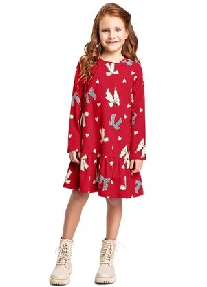 Bee Loop - Vestido Cotton Laços Corações Vermelho - BEE LOOP
