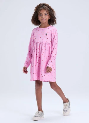 Vida Costeira - Vestido de Feminino Suplex Térmico Corações Rosa - VIDA COSTEIRA