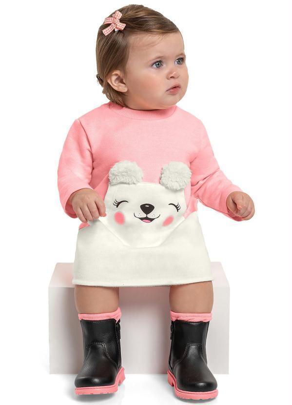 Quimby - Vestido de Inverno Bebê Menina Rosa