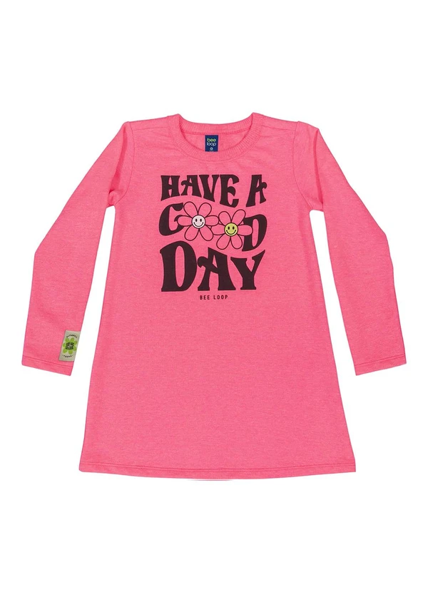 Bee Loop - Vestido de Manga Longa Infantil Rosa