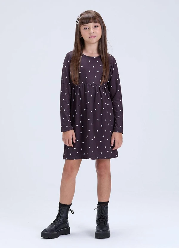 Vida Costeira - Vestido de Suplex Térmico Corações Preto