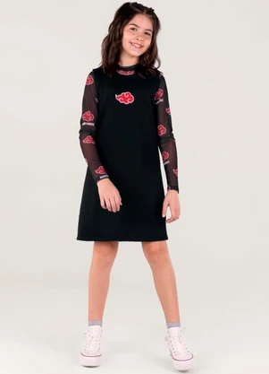Brandili - Vestido e Blusa Infantil Menina Naruto Preto - BRANDILI