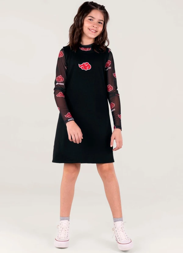 Brandili - Vestido e Blusa Infantil Menina Naruto Preto