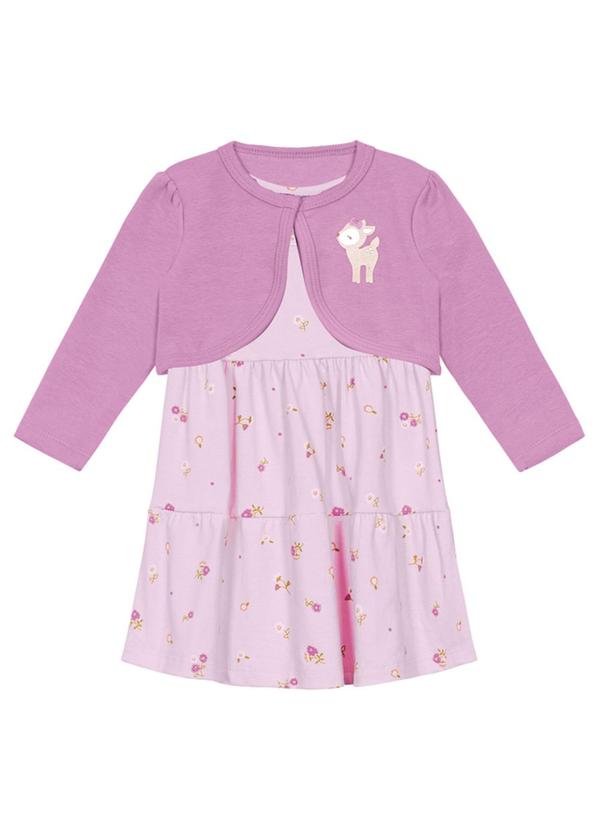 Brandili Baby - Vestido e Bolero Bebê Menina Florzinhas Rosa