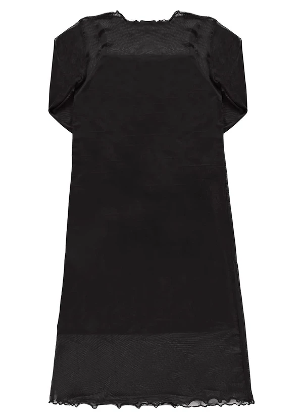 Gloss - Vestido e Sobreposição Midi Juvenil Preto 4