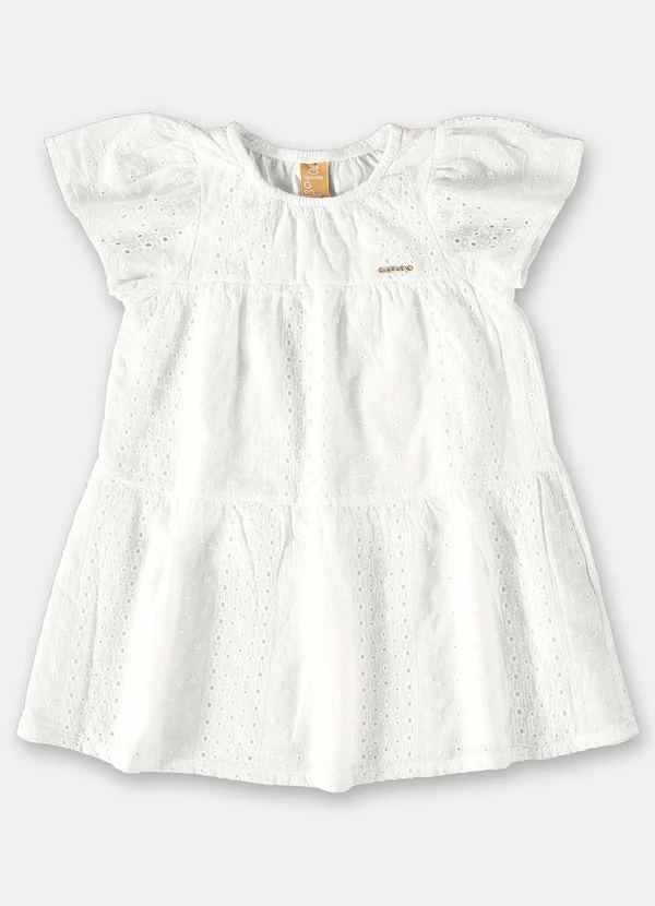 Up Baby - Vestido em Laise para Bebê Branco