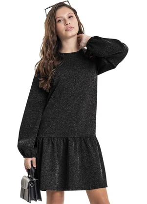 Gloss - Vestido em Malha com Lurex Juvenil Preto - GLOSS