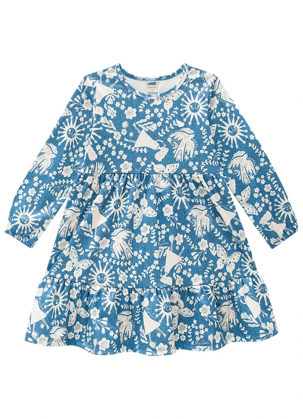 Marlan - Vestido em Malha Sport Felpada Natureza Azul