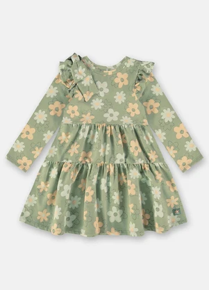 Up Baby - Vestido em Molecotton com Felpa Verde - UP BABY