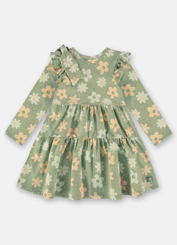 Up Baby - Vestido em Molecotton com Felpa Verde 2