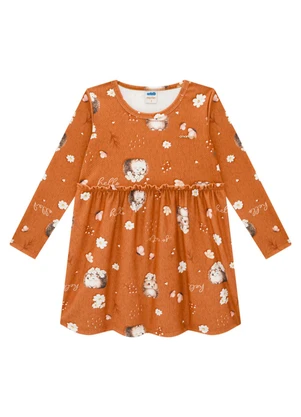 Marlan - Vestido em Molecotton Floresta Encantada Marrom - MARLAN