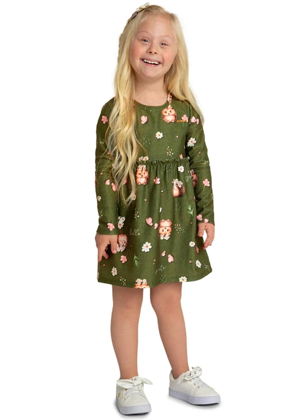 Marlan - Vestido em Molecotton Floresta Encantada Verde