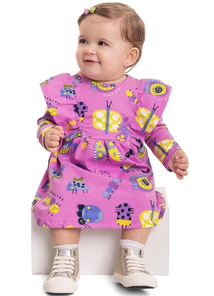 Quimby - Vestido em Molecotton para Bebê Roxo - QUIMBY