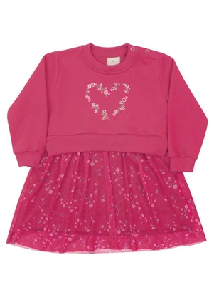 Soft Bonni - Vestido em Moletinho e Tule Sublimado Rosa - SOFT BONNI