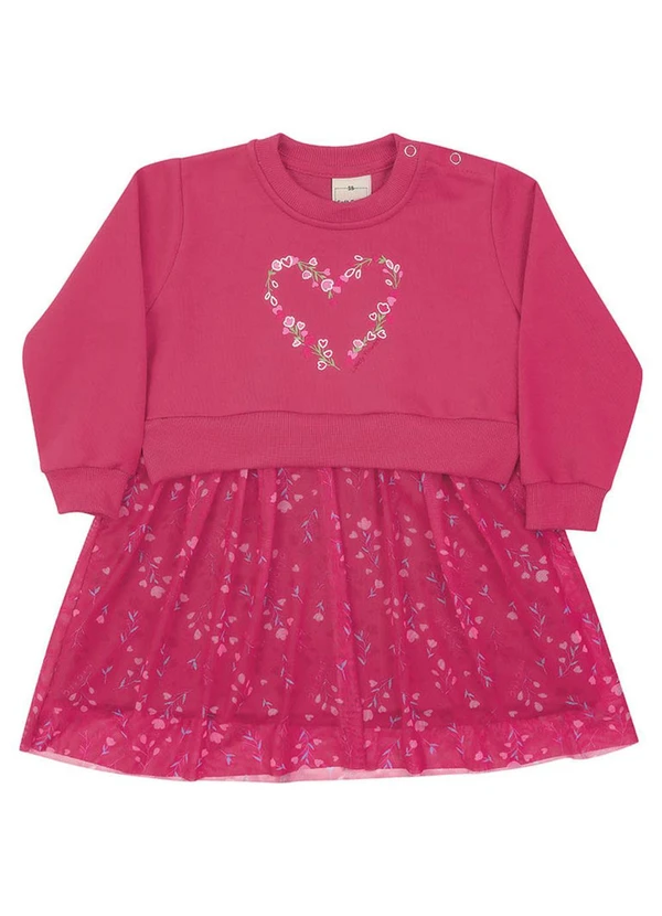 Soft Bonni - Vestido em Moletinho e Tule Sublimado Rosa 2