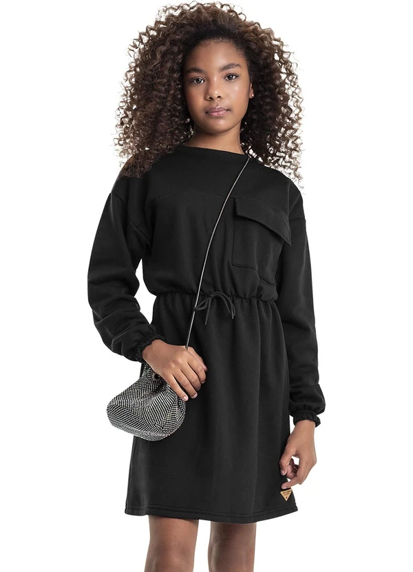 Gloss - Vestido em Moletom Juvenil Preto