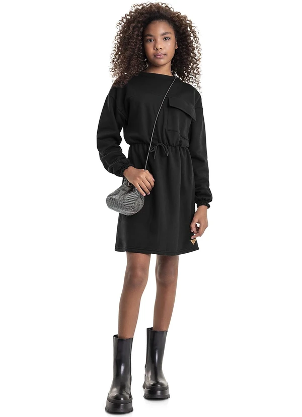 Gloss - Vestido em Moletom Juvenil Preto 2