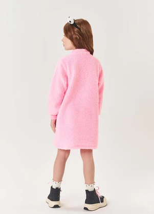 Abrange - Vestido em Pelo Infantil Menina Panda Rosa - ABRANGE
