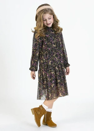 Soft Bonni - Vestido em Tule Sublimado e Vicolycra Verde - SOFT BONNI