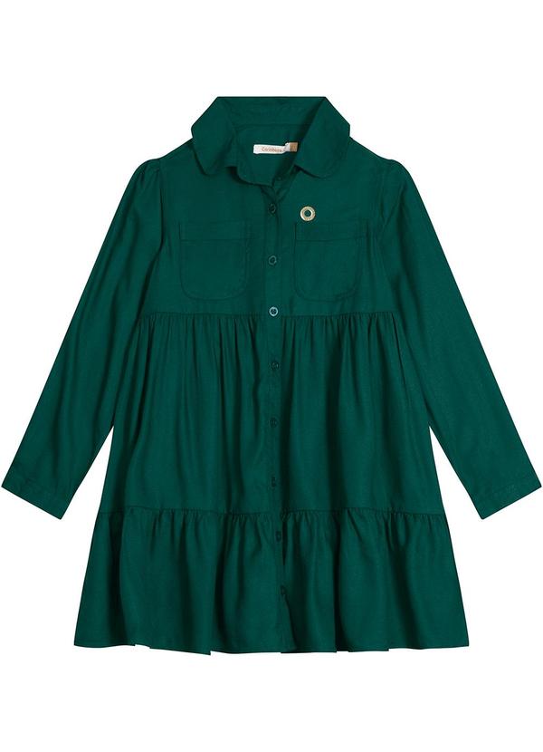 Carinhoso - Vestido em Viscose Sarjada Verde