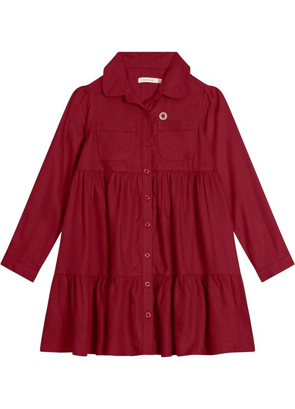 Carinhoso - Vestido em Viscose Sarjada Vermelho