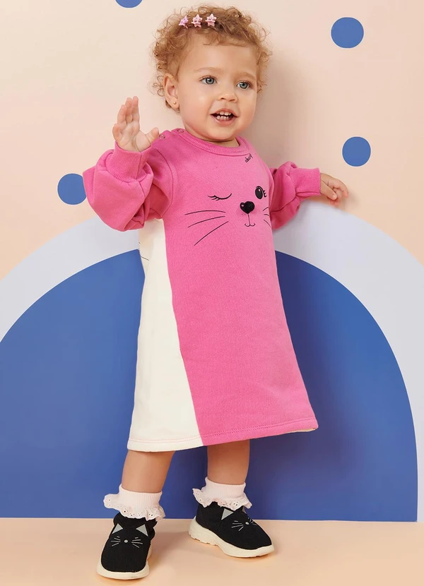 Abrange - Vestido Estampa Costas Baby Rosa