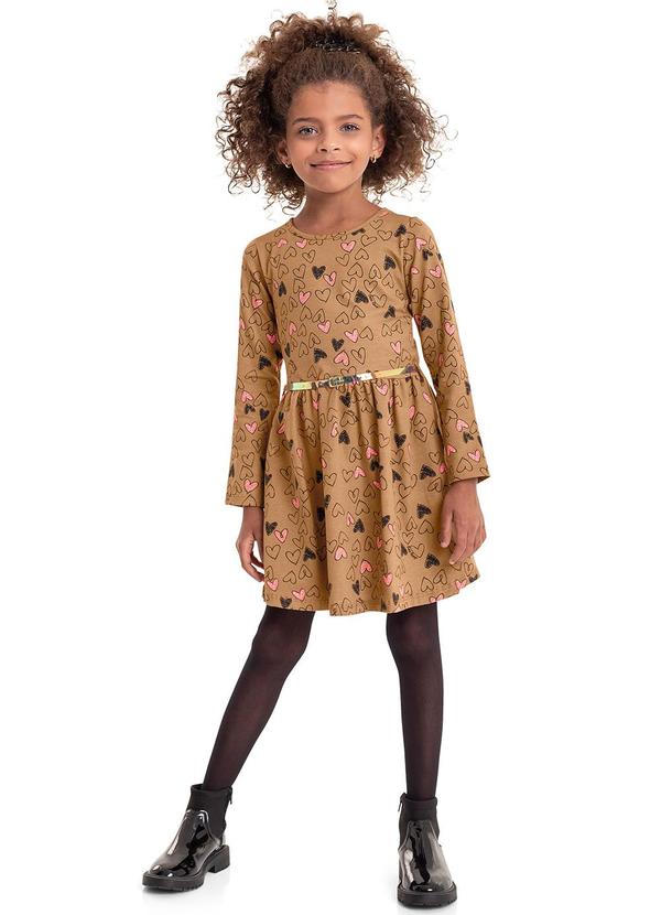 Bee Loop - Vestido Estampado Infantil Marrom