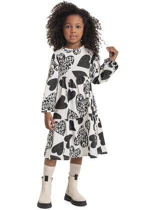 Quimby - Vestido Estampado Infantil Preto - QUIMBY