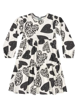 Quimby - Vestido Estampado Infantil Preto - QUIMBY