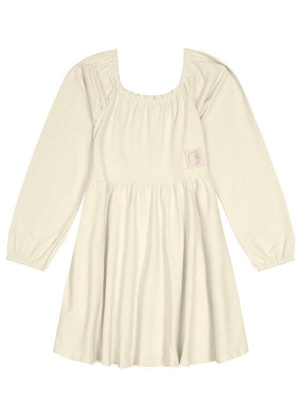 Carinhoso - Vestido Evasê em Moletinho Linho Bege