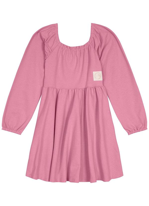 Carinhoso - Vestido Evasê em Moletinho Linho Rosa