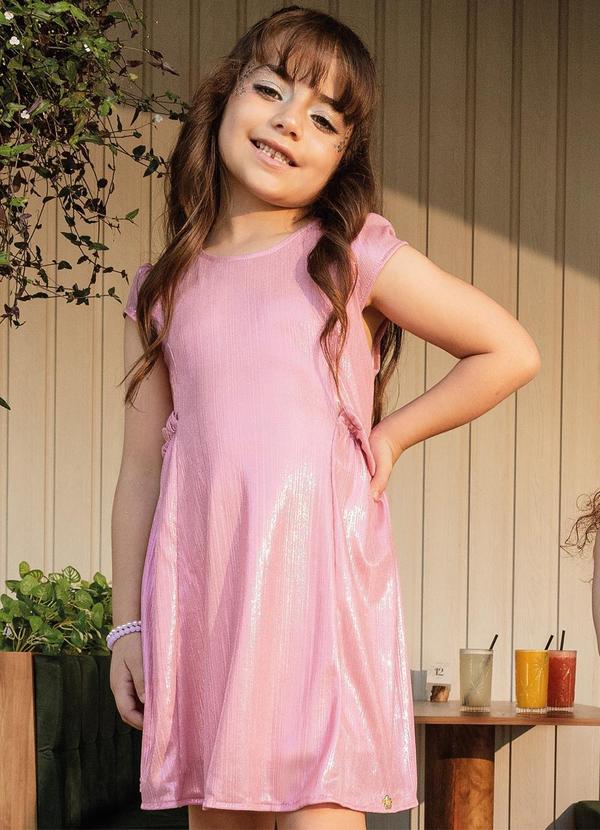 Cativa Kids - Vestido Evasê em Tecido Sunshine Rosa