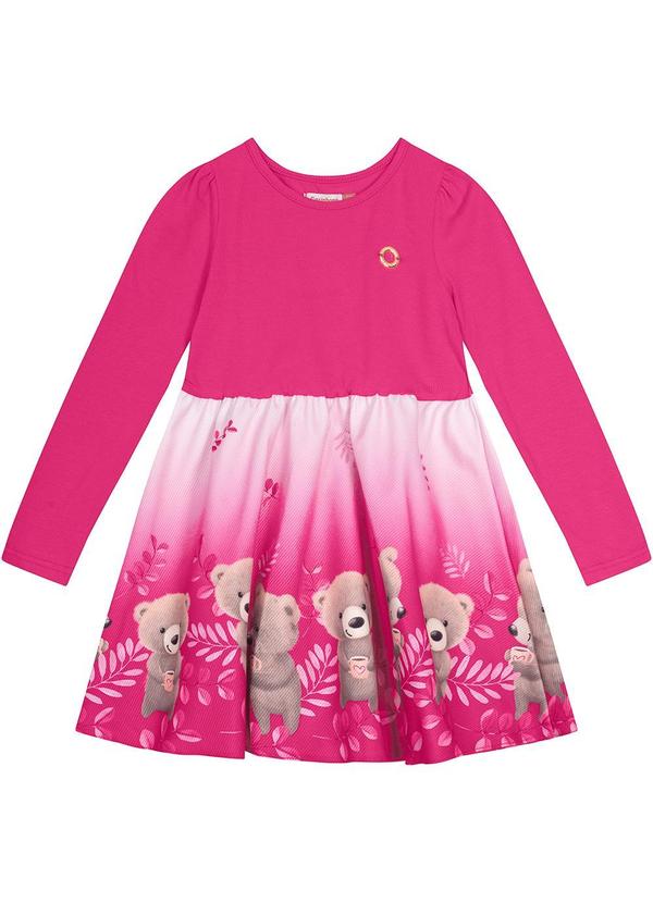 Carinhoso - Vestido Evasê Ursinhos Rosa