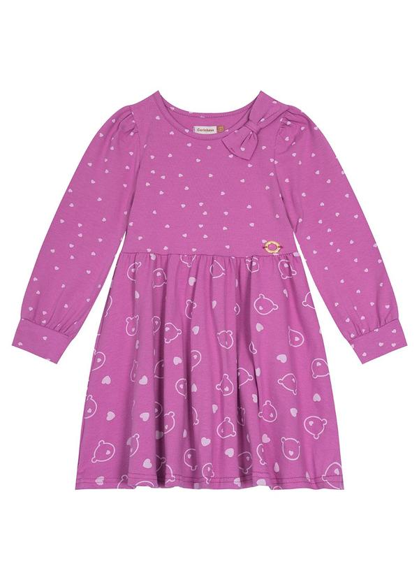 Carinhoso - Vestido Evasê Ursinhos Roxo