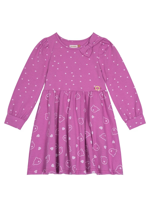 Carinhoso - Vestido Evasê Ursinhos Roxo
