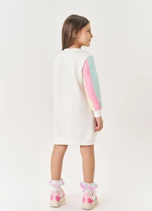 Abrange - Vestido Felpado Infantil Menina Unicórnio Nude - ABRANGE