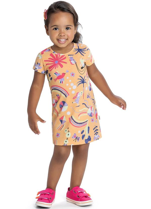 Elian - Vestido Feminino Infantil Laranja