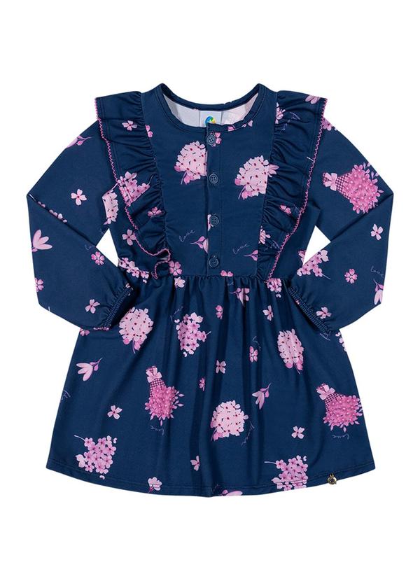 Alenice - Vestido Floral com Babados Menina Azul 1