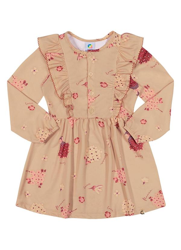 Alenice - Vestido Floral com Babados Menina Bege 2