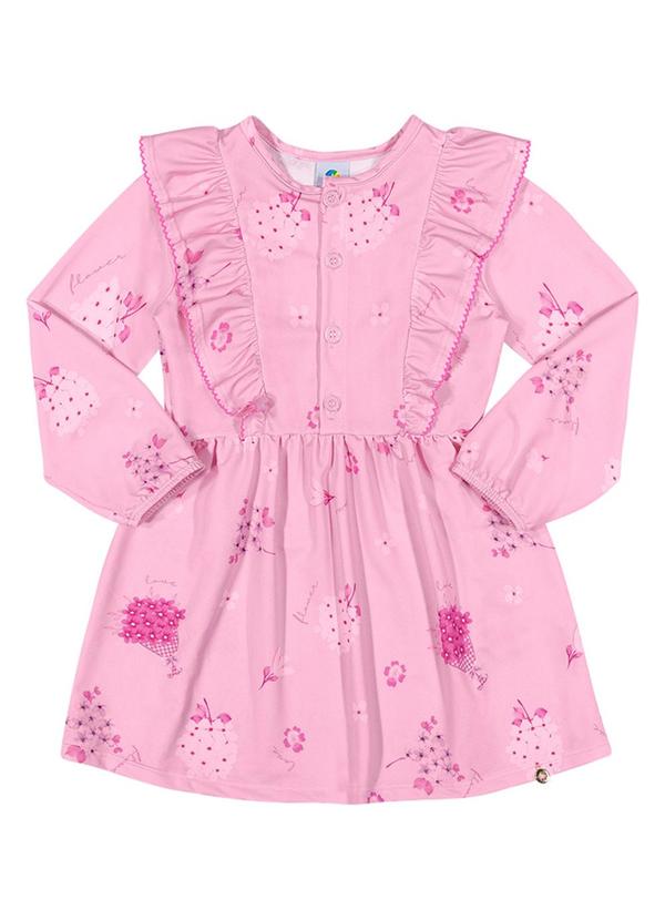 Alenice - Vestido Floral com Babados Menina Rosa