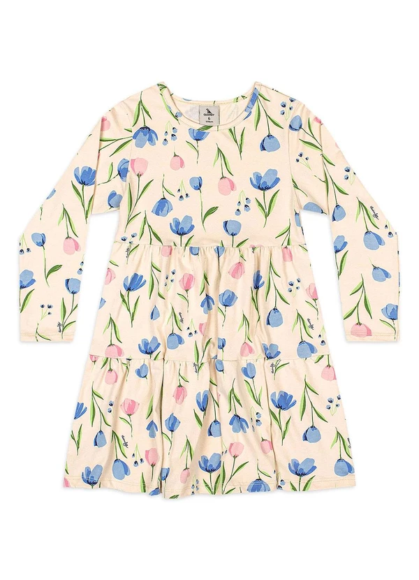 Quimby - Vestido Floral Manga Longa Cotton Bege 2