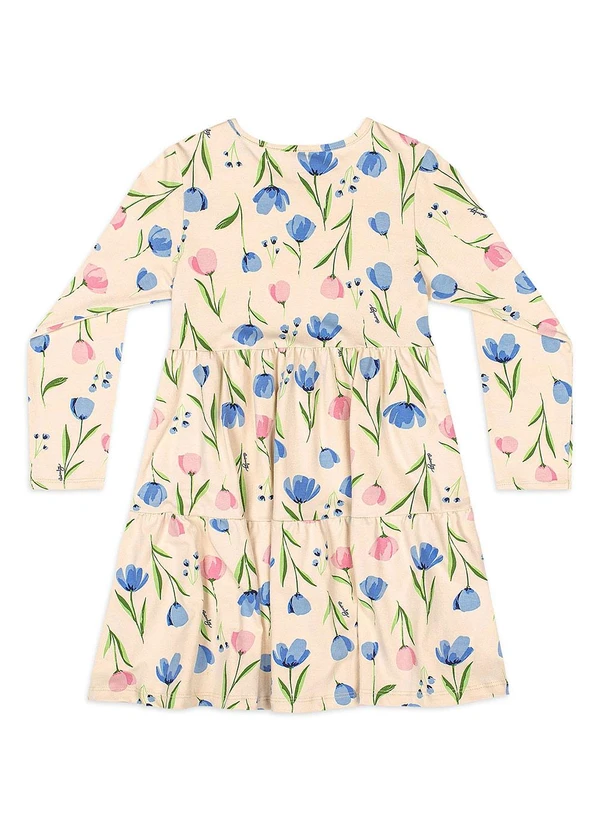 Quimby - Vestido Floral Manga Longa Cotton Bege 3