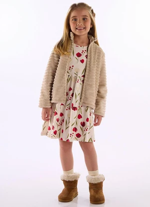 Quimby - Vestido Floral Manga Longa Cotton Branco - QUIMBY