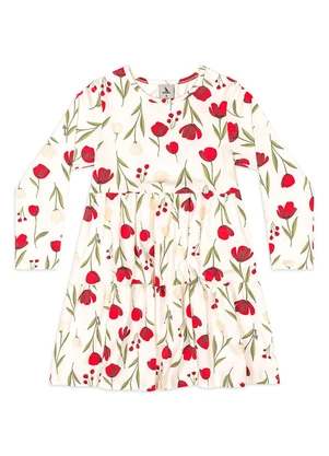 Quimby - Vestido Floral Manga Longa Cotton Branco - QUIMBY