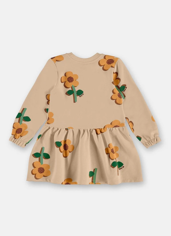 Up Baby - Vestido Floral Moletom Bege 3
