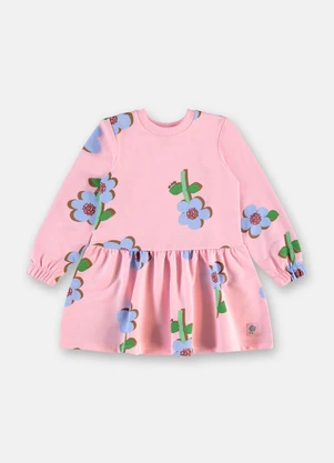 Up Baby - Vestido Floral Moletom Rosa - UP BABY