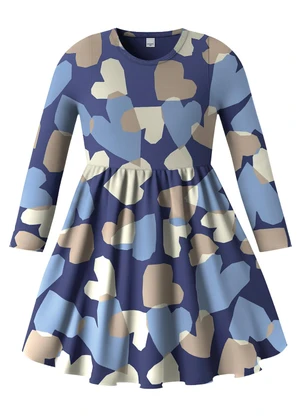 Malwee Kids - Vestido Godê Corações Azul Marinho - MALWEE KIDS